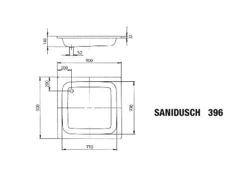 Procasa Garda High receveur de douche acier émaillé 900 x 900 x 140 mm - blanc