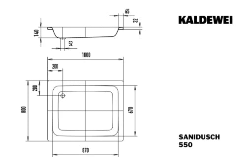 KALDEWEI tub de douche acier emaillé  SANIDUSCH, 550, 800x1000 alpine white