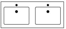 Sleurs Flex table-vasque avec 2 vasques 1400 x 500 x 15 mm - avec kraangat - avec overloop - blanc mat