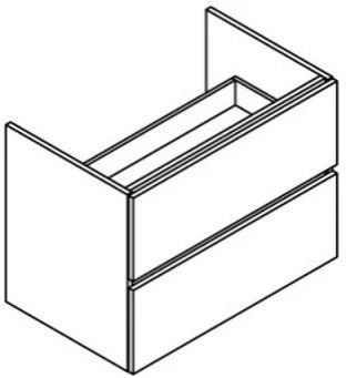 Sleurs Flex meuble sous-lavabo avec 2 tiroirs découpe centré 900 x 500 x 600 mm - Halifax Oak - sans poignée