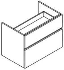 Sleurs Lounge meuble sous-lavabo avec 2 tiroirs découpe centré 700 x 500 x 600 mm - Halifax Oak - sans poignée