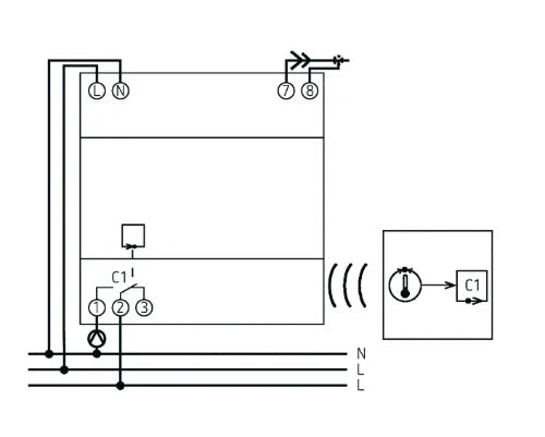 Theben thermostat à horloge digital BLE + récepteur 2x1,5V/230V 50HZ 24H/7J 1CO 6A