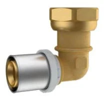 RIIFO Multi coude à sertir en laiton 90° FF avec ecrou prisonnier et joint plat FF 16 x 3/4 F