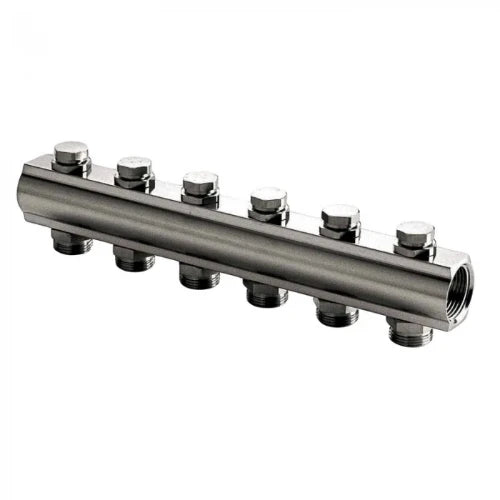 Begetube chromé collecteur sans trou de purge avec robinets prémontés 4/4 - 4 x M24