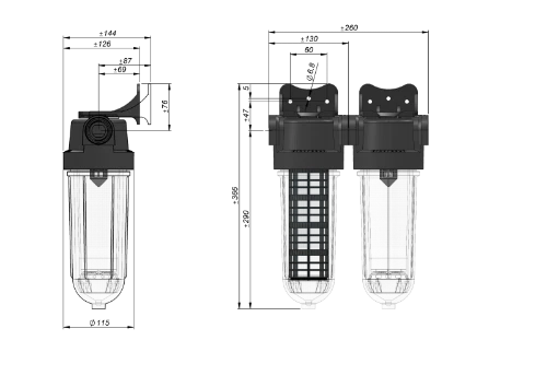 Cintropur Smart Line SL240 DUO-CTN filtre à eau duo 4/4 x 4/4 -25 micron - débit 500 l/h