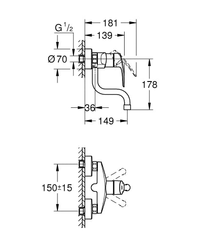 Grohe Eurosmart 2021 mitigeur cuisine apparent sailli 149 mm- chromé