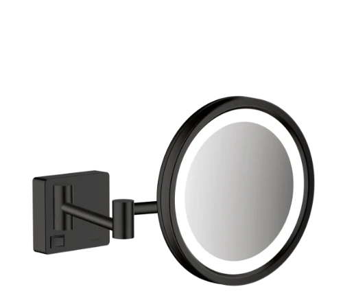 Hansgrohe AddStoris miroir de rasage rond - noir mat - avec éclairage