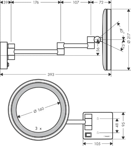 Hansgrohe AddStoris miroir de rasage avec éclairage LED - chromé