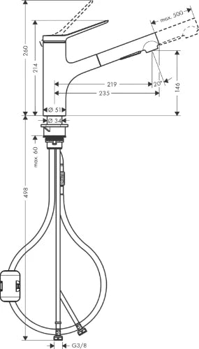 Hansgrohe Zesis M33 150 mitigeur cuisine avec douchette extractible 2 jets - chromé