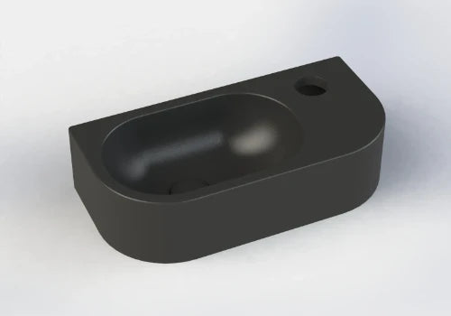 Procasa Jules 2.0 lave-mains arondi 400 x 200 x 100 mm - noir mat - trou de robinet droite - sans trop-plein
