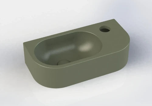 Procasa Jules 2.0 lave-mains arondi 400 x 200 x 100 mm - vert mat - trou de robinet droite - sans trop-plein
