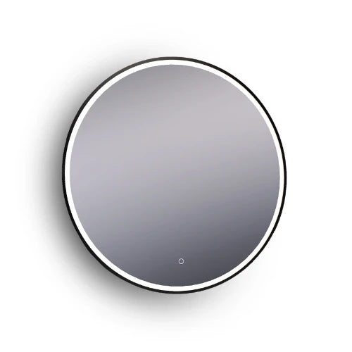 Procasa Mir miroir rond 800 mm - noir - bord métallique - inclusif éclairage