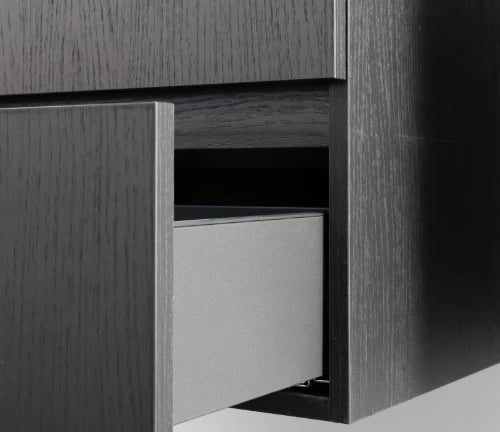 Procasa Kivu sous-meuble avec 2 tiroirs sans poignées 700 x 475 x 520 mm - raven oak - découpe centrale