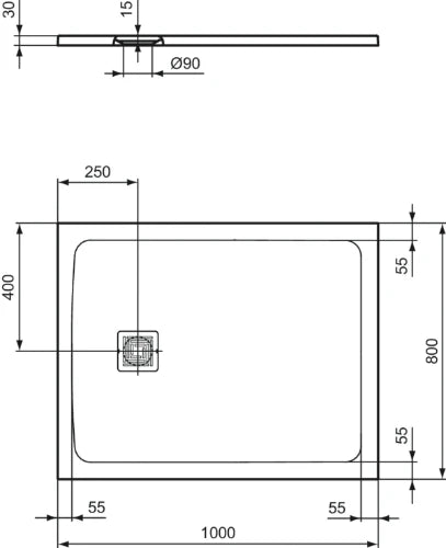 Ideal Standard Ultra Flat S+ receveur de douche 1000 x 800 mm - pure white