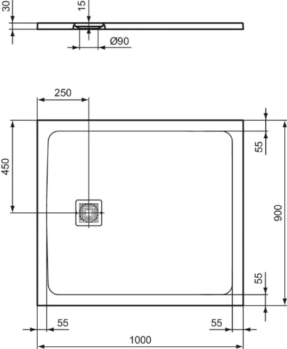 Ideal Standard Ultra Flat S+ receveur de douche 1000 x 900 mm - pure white