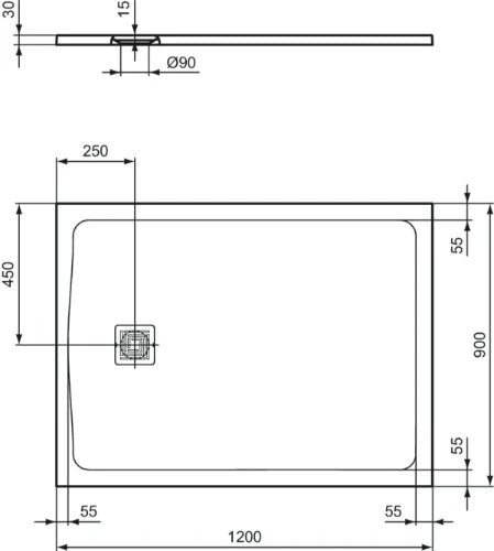 Ideal Standard Ultra Flat S+ receveur de douche 1200 x 900 mm - pure white