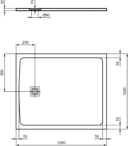 Ideal Standard Ultra Flat S+ tub de douche 1200 x 1000 mm - white