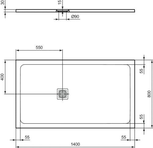 Ideal Standard Ultra Flat S+ receveur de douche 1400 x 800 mm - pure white