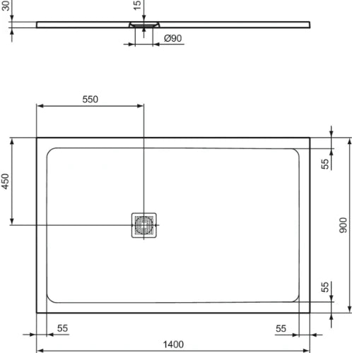 Ideal Standard Ultra Flat S+ receveur de douche 1400 x 900 mm - pure white