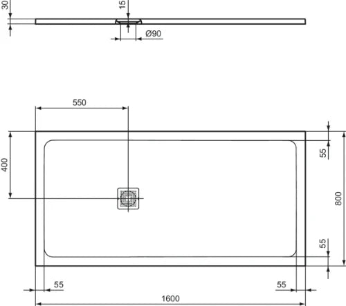 Ideal Standard Ultra Flat S+ receveur de douche 1600 x 800 mm - pure white