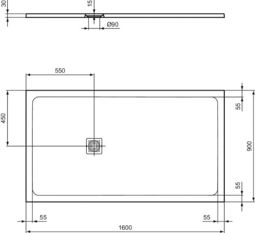 Ideal Standard Ultra Flat S+ receveur de douche 1600 x 900 mm - black