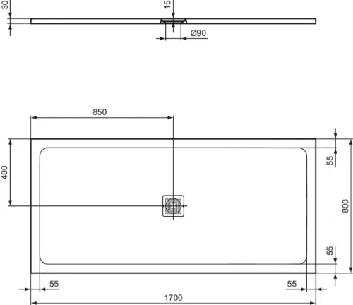 Ideal Standard Ultra Flat S+ receveur de douche 1700 x 800 mm - pure white