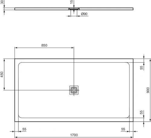 Ideal Standard Ultra Flat S+ receveur de douche 1700 x 900 mm - pure white