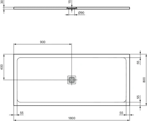 Ideal Standard Ultra Flat S+ receveur de douche 1800 x 800 mm - pure white