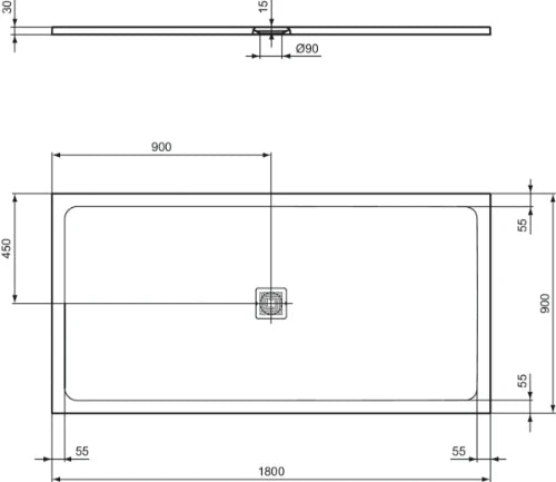 Ideal Standard Ultra Flat S+ receveur de douche 1800 x 900 mm - pure white