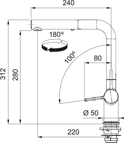 Franke Active - Mitigeur L à bec extractible / Side lever / Chromé