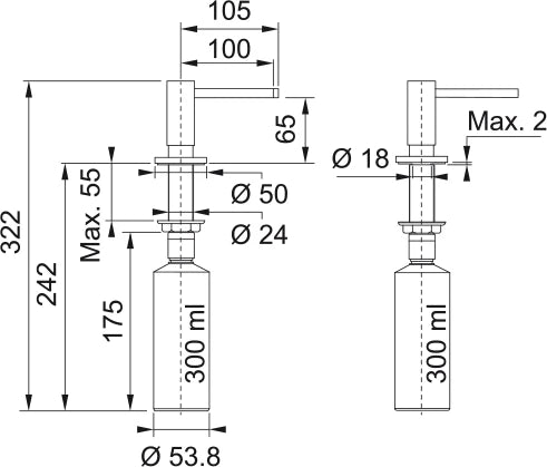 Franke Active Plus/Active Neo - Distributeur de savon / Chromé
