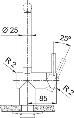 Franke Atlas Neo - Mitigeur à bec pivotable / Side lever / Noir industriel