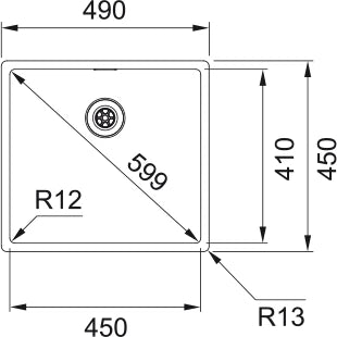 Franke BOX - Cuve à affleurer, SlimTop et à sous-encastrer / 490 x 450 mm / Lisse