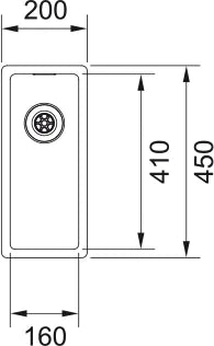 Franke BOX - Cuve à affleurer, SlimTop et à sous-encastrer / 200 x 450 mm/ Lisse