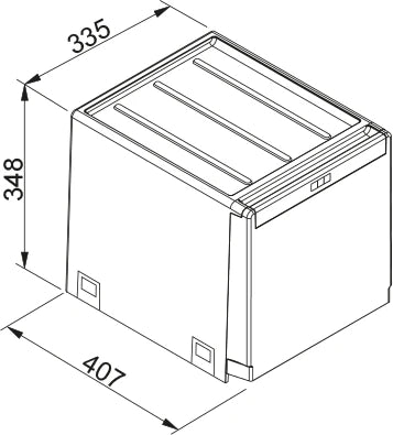 Franke Cube - Séparateur de déchets / Ouverture latérale / 400  mm/ 1 x 14 l + 2 x 7 l / Raccord porte-récipient