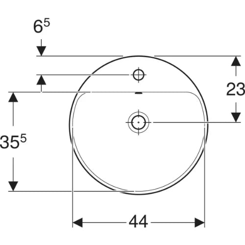 Geberit VariForm lavabo encastré rond 480 mm - blanc - avec trou de robinet - avec trop-plein - face inférieure vitrée