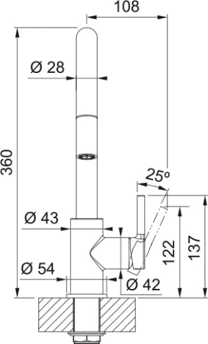 Franke Lina - Mitigeur à bec extractible / Side lever / Chromé