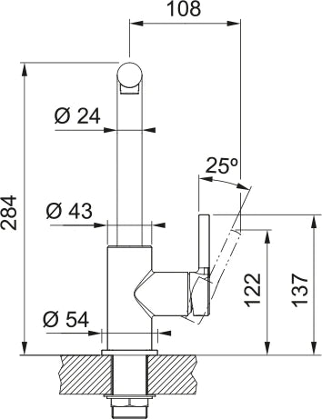 Franke Lina - Mitigeur à bec pivotable / Side lever / Chromé