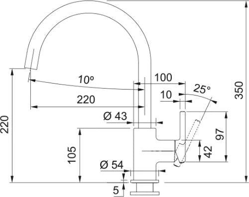 Franke Lina - Mitigeur à bec pivotable / Side lever / Noir mat