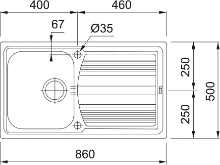 Franke Logica Line - évier à encastrer / 860 x 500 mm / 1 bassin / Lisse /