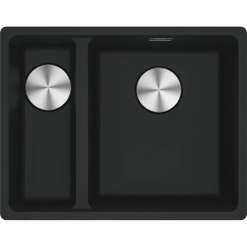 Franke Maris - évier à sous-encaster / 553 x 433 mm / 2 bassins / Grand bassin à droite / Noir Mat