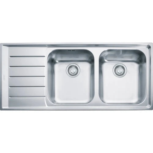 Franke Neptune - Evier à affleurer & SlimTop / 1164 x 514 mm / 2 bassins / Lisse / Egouttoir à gauche