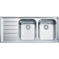 Franke Neptune - Evier à encastrer / 1160 x 510 mm / 2 bassins / Lisse / Egouttoir à gauche