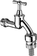 Schell robinet double service 1/2 - chromé - agréé Belgaqua - avec aérateur et clapet anti-retour
