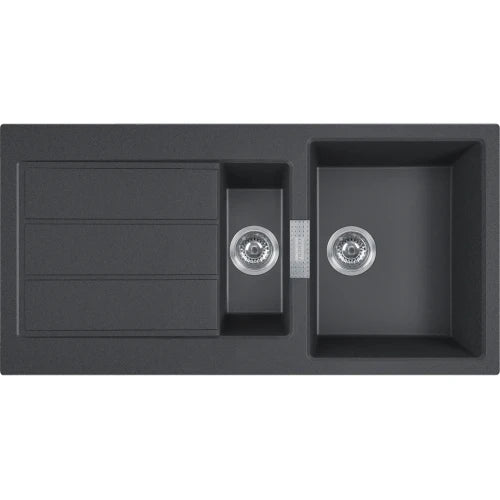 Franke Sirius S2D - évier à encastrer / 1000 x 510 mm / 1+1/2 bassin / Noir / réversible