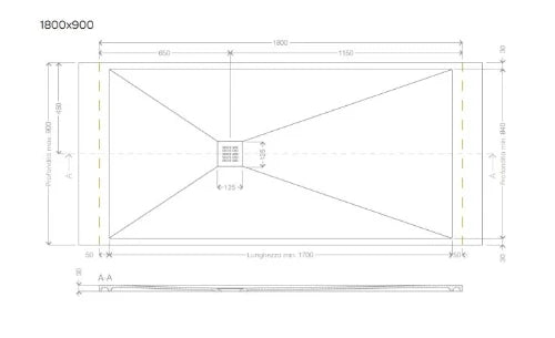 Procasa Obi receveur de douche Comforstone 1800 x 900 mm - sable