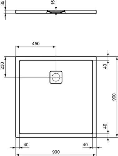 Ideal Standard Ultra Flat Evo receveur de douche 900 x 900 x 35 mm - blanc mat