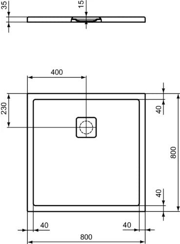 Ideal Standard Ultra Flat Evo receveur de douche 800 x 800 x 35 mm - blanc mat