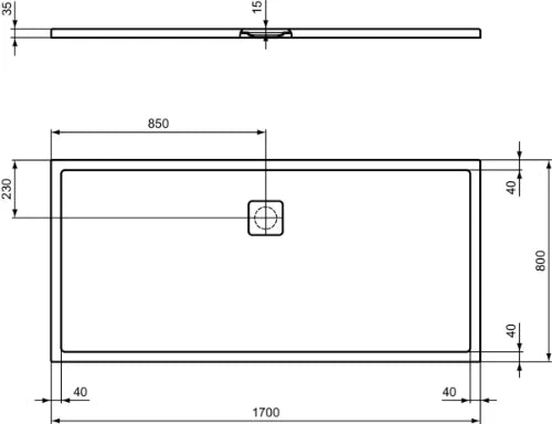 Ideal Standard Ultra Flat Evo receveur de douche 1700 x 800 mm - blanc mat