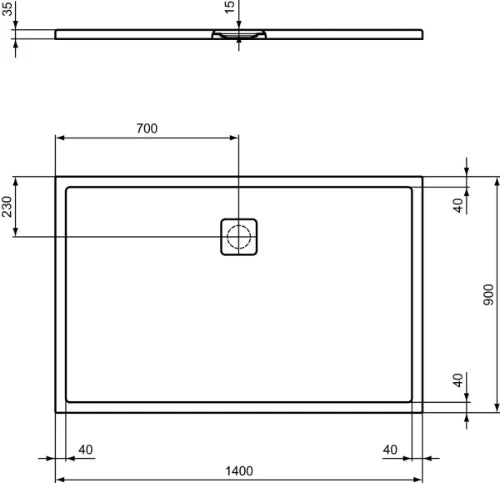 Ideal Standard Ultra Flat Evo receveur de douche 1400 x 900 x 35 mm - blanc mat